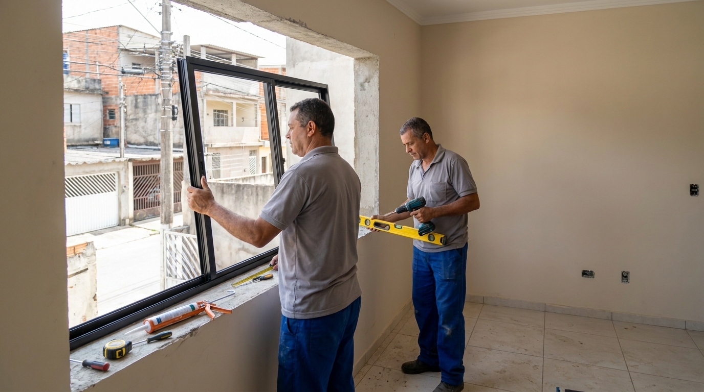 Esquadria de alumínio com vista para rua em Petrópolis-RJ